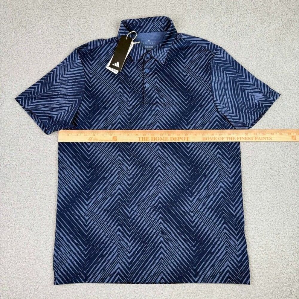 Adidas Ultimate365 Golf Shirt Mens M Blue Chevron Print Performance Polo NWT New - Picture 5 of 8